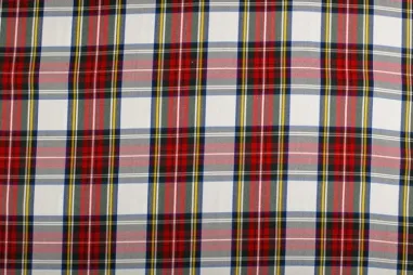 220gr/M² - Geruite stof - Schotse ruit - rood/groen/wit - 5193-051