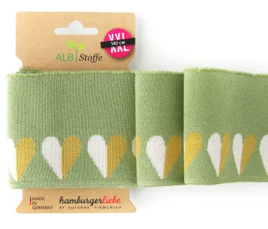 Boorden / Manchetten - Boord/Manchet Cuff Me Botanical Hearts 463H190 Col27 Groen