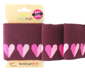 Boorden / Manchetten - Boord/Manchet Cuff Me Botanical Hearts 463H190 Col27 Paars/Roze