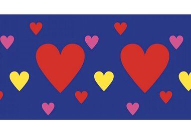 Boorden / Manchetten - NB 10669-015 Boord/manchet cuff jacquard hearts paars-blauw