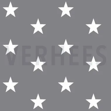 katoenen stoffen met ster - ByPoppy19 4954-013 Baumwolle Stars grau