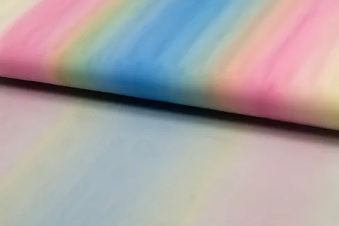 Zachte Tule Stof met Regenboogstrepen & Glitter – Feest van Kleur - Stoffen Online