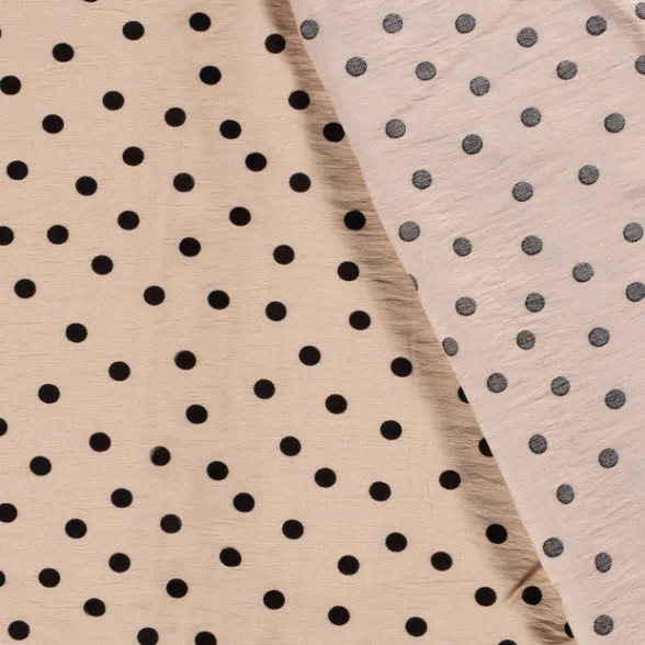Viscose Stof Nylon Crepe Stippen Beige 21130 052 De viscose-stof-nylon-crepe-stippen-beige-21130-052-de